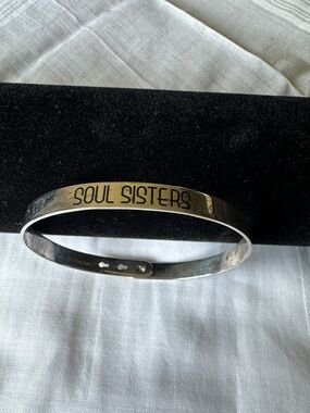 Soul Sisters Engraved Silver-Tone Bangle Bracelet